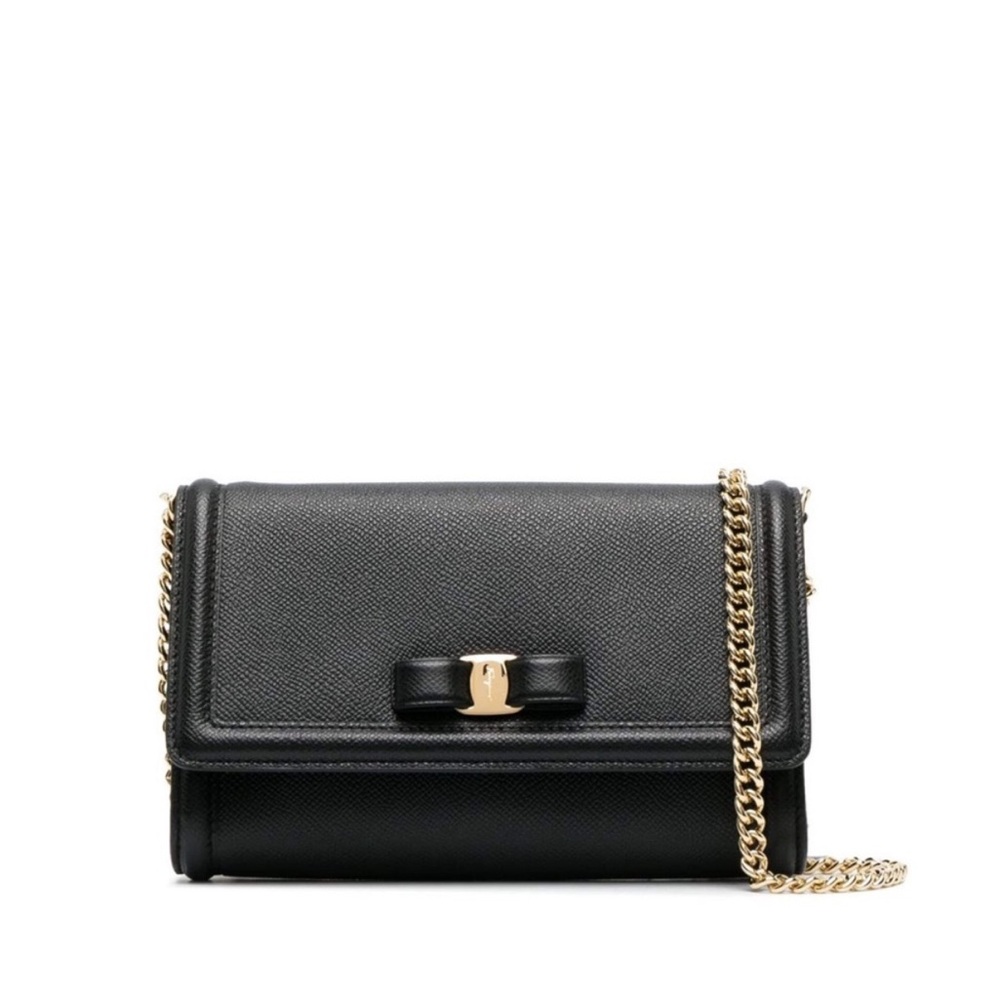 Salvatore Ferragamo Black Crossbody Bag with Gold Chain